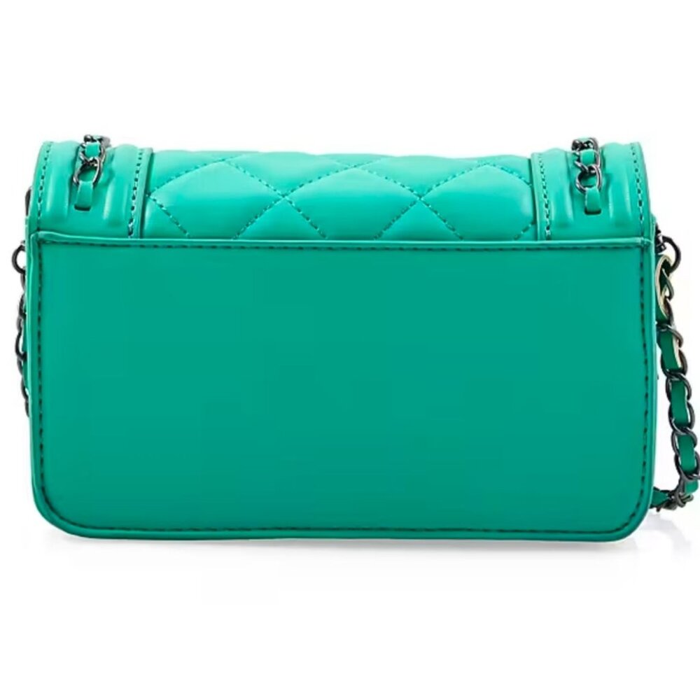 Badgley Mischka ✦ Vegan Leather Crossbody Bag ✦ Mint Quilted Chain Strap NWT - Picture 4 of 9